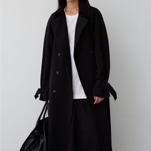 OAK + FORT Oversized Black Trench Coat